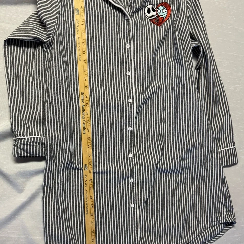 Disney Nightmare Before Christmas Striped Button‎ Down Sleep Shirt XL - Picture 7 of 7